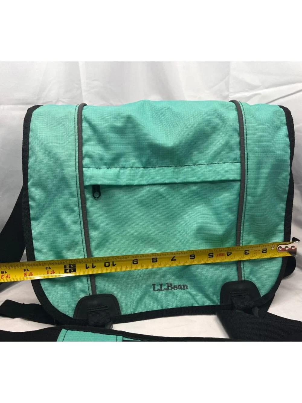 L.L.Bean Teal Black Nylon Messenger Bag Crossbody Travel Organizer